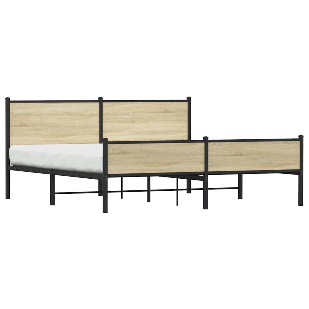 Metal Bed Frame without Mattress Sonoma Oak 183x213 cm