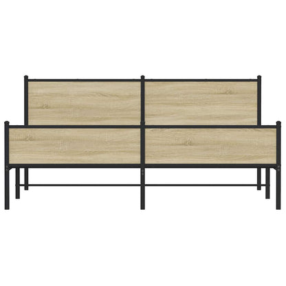 Metal Bed Frame without Mattress Sonoma Oak 183x213 cm