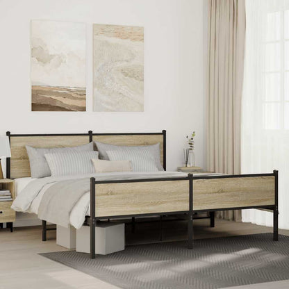 Metal Bed Frame without Mattress Sonoma Oak 183x213 cm