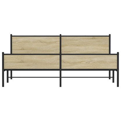 Metal Bed Frame without Mattress Sonoma Oak 193x203 cm
