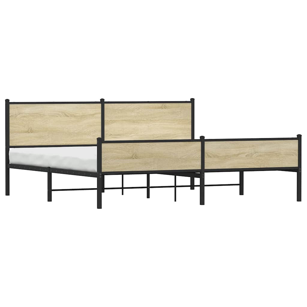 Metal Bed Frame without Mattress Sonoma Oak 200x200 cm