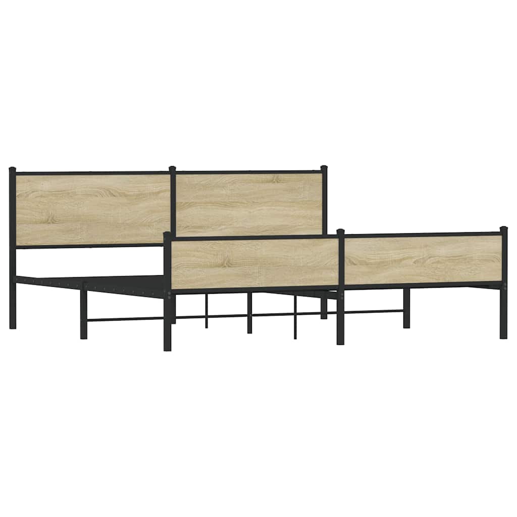 Metal Bed Frame without Mattress Sonoma Oak 200x200 cm