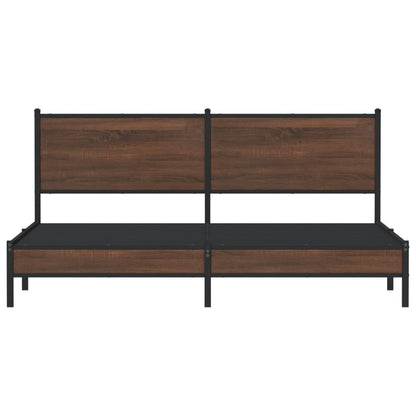 Metal Bed Frame without Mattress Brown Oak 180x200 cm Super King