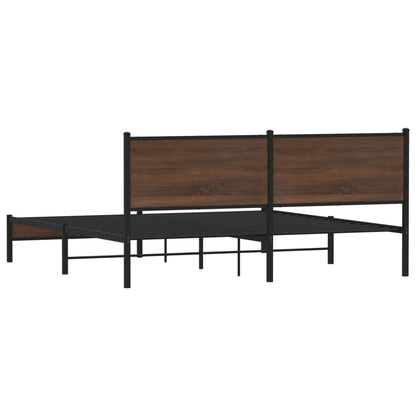 Metal Bed Frame without Mattress Brown Oak 180x200 cm Super King