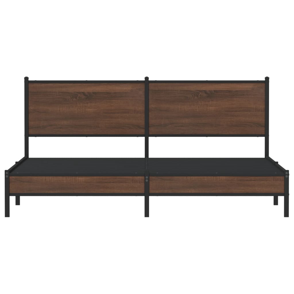 Metal Bed Frame without Mattress Brown Oak 183x213 cm
