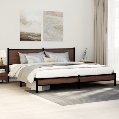 Metal Bed Frame without Mattress Brown Oak 200x200 cm