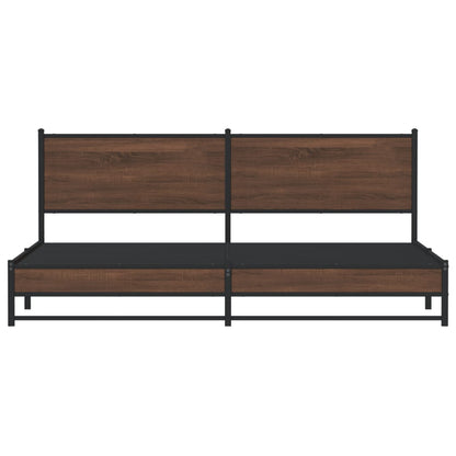 Metal Bed Frame without Mattress Brown Oak 193x203 cm