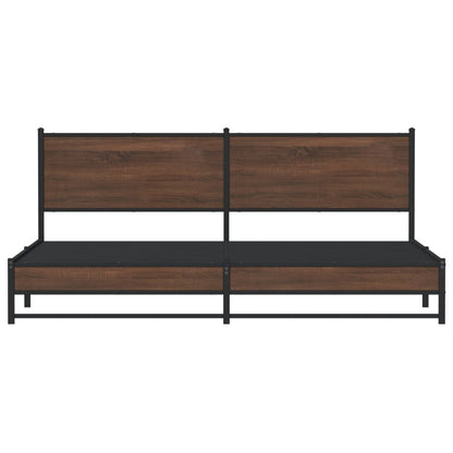 Metal Bed Frame without Mattress Brown Oak 200x200 cm