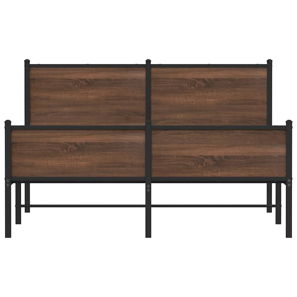Metal Bed Frame without Mattress Brown Oak 150x200 cm King Size