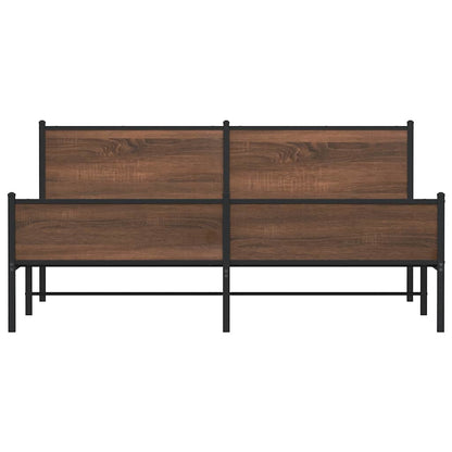 Metal Bed Frame without Mattress Brown Oak 160x200 cm