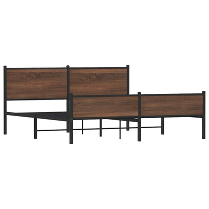 Metal Bed Frame without Mattress Brown Oak 180x200 cm Super King
