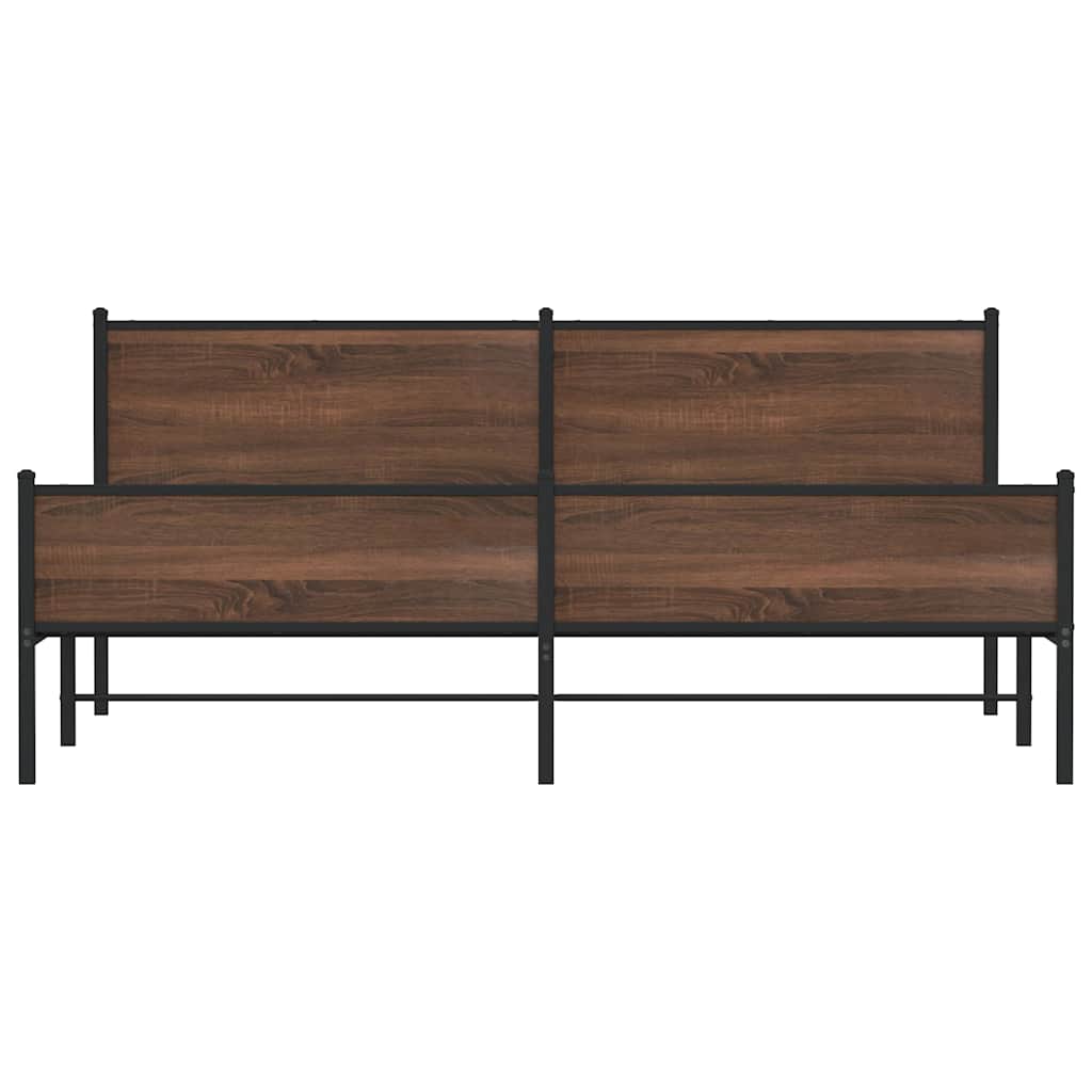Metal Bed Frame without Mattress Brown Oak 193x203 cm