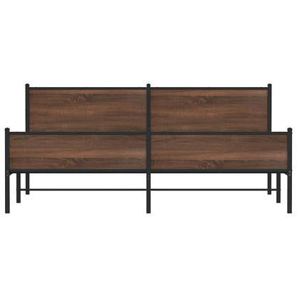 Metal Bed Frame without Mattress Brown Oak 193x203 cm