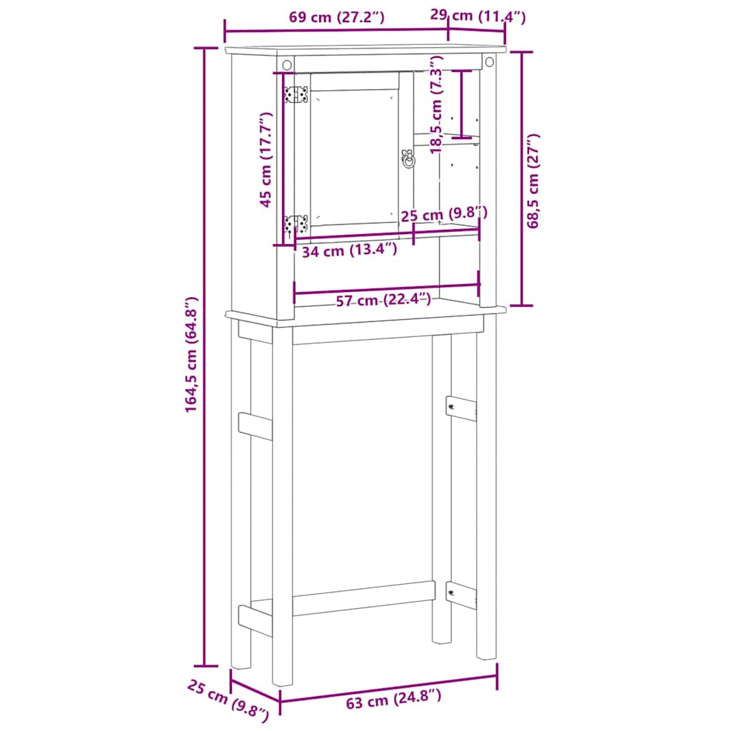 Bathroom Washing Machine Cabinet Corona Solid Wood Pine
