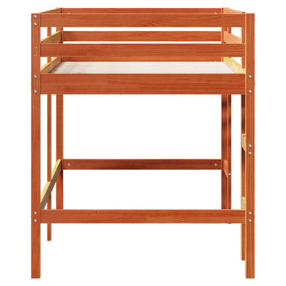 Kids' Loft Bed without Mattress with Ladder Wax Brown 90x190 cm Single