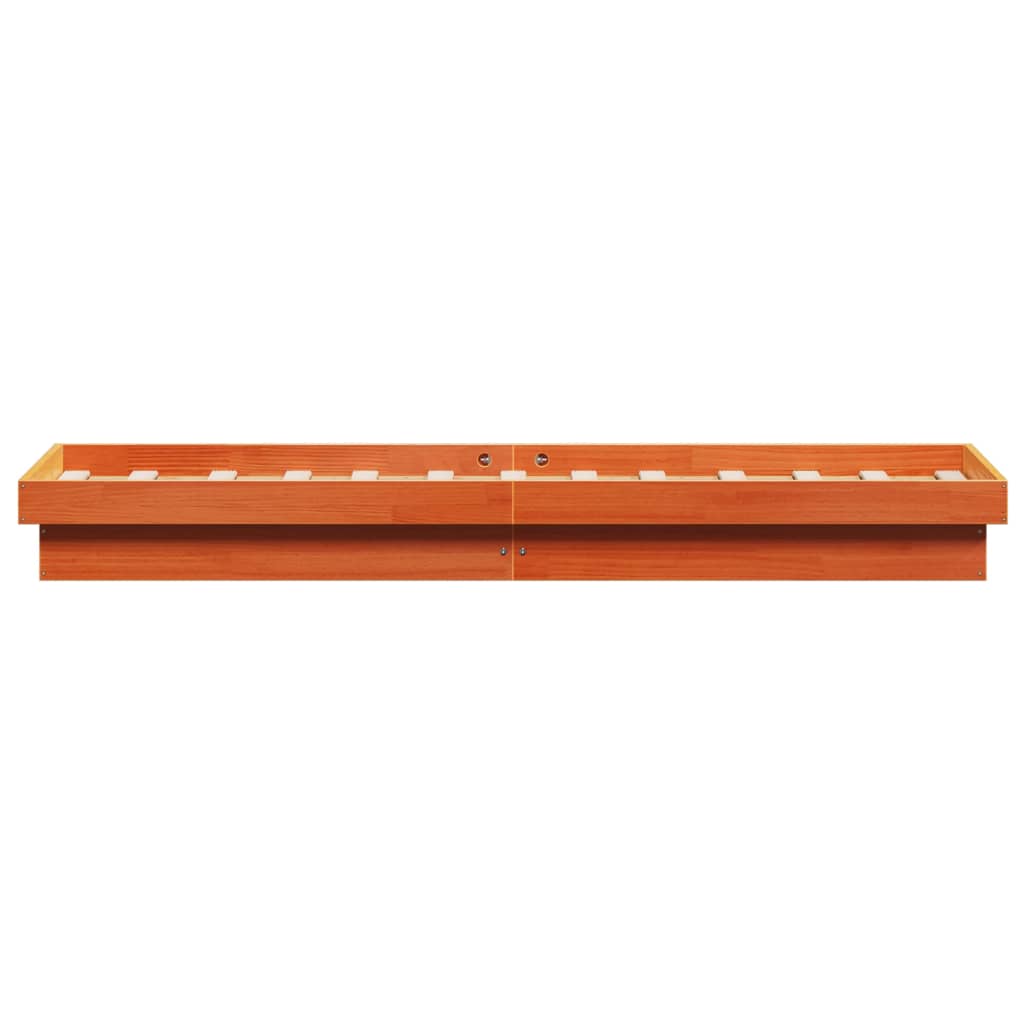 LED Bed Frame without Mattress Wax Brown 75x190 cm Solid Wood