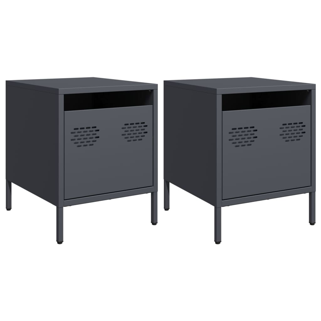 Bedside Cabinets 2 pcs Anthracite 35x39x43,5 cm Steel
