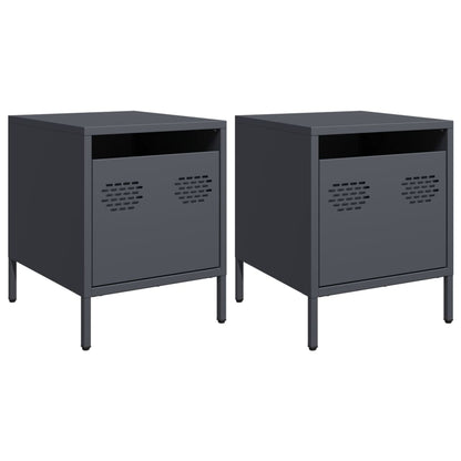 Bedside Cabinets 2 pcs Anthracite 35x39x43,5 cm Steel