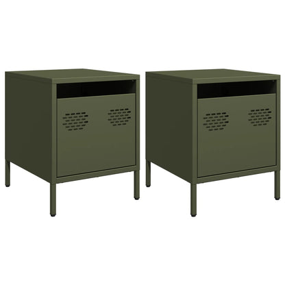 Bedside Cabinets 2 pcs Olive Green 35x39x43,5 cm Steel