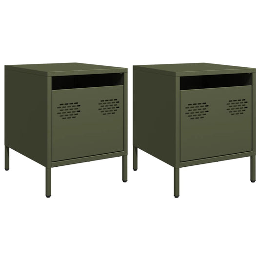 Bedside Cabinets 2 pcs Olive Green 35x39x43,5 cm Steel