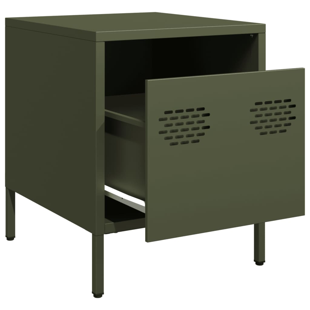 Bedside Cabinets 2 pcs Olive Green 35x39x43,5 cm Steel