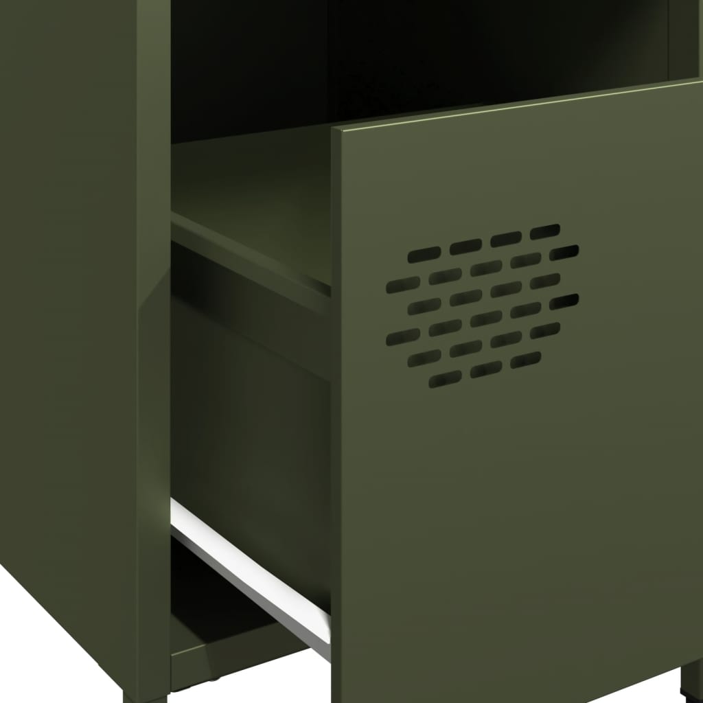 Bedside Cabinets 2 pcs Olive Green 35x39x43,5 cm Steel