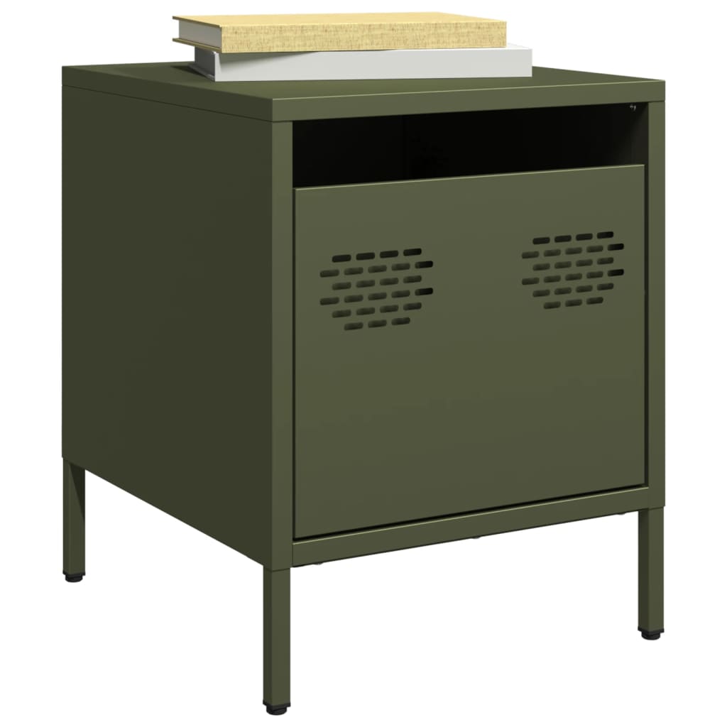 Bedside Cabinets 2 pcs Olive Green 35x39x43,5 cm Steel