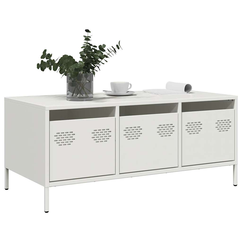Coffee Table White 101,5x50x43,5 cm Cold-rolled Steel