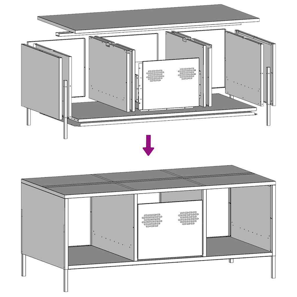 Coffee Table Pink 101,5x50x43,5 cm Cold-rolled Steel