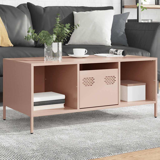 Coffee Table Pink 101,5x50x43,5 cm Cold-rolled Steel
