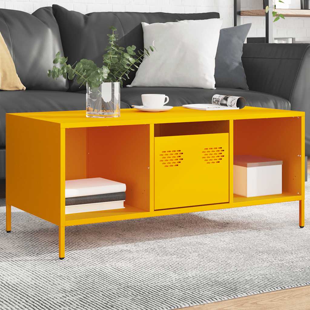 Coffee Table Mustard Yellow 101,5x50x43,5 cm Cold-rolled Steel