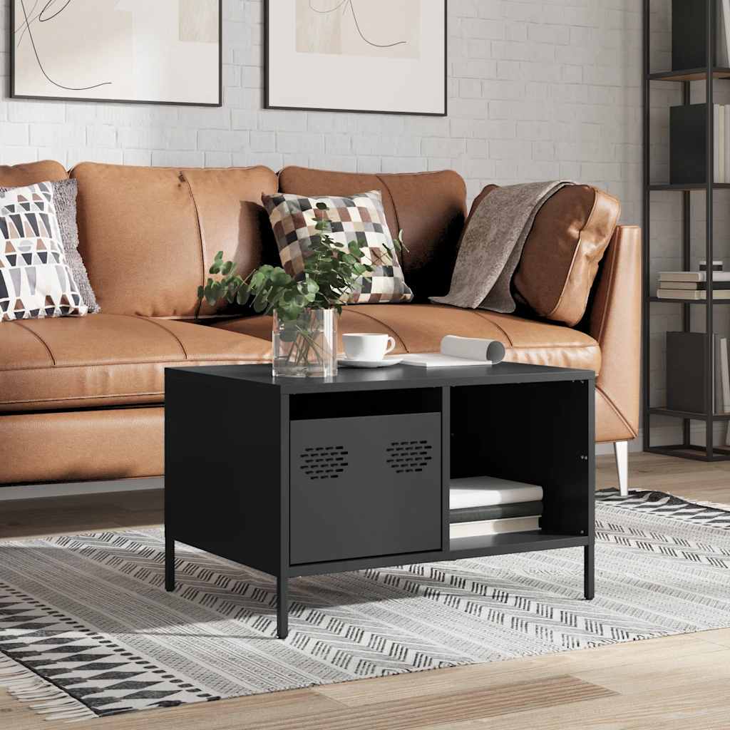 Coffee Table Black 68.5x50x43.5 cm Cold-rolled Steel