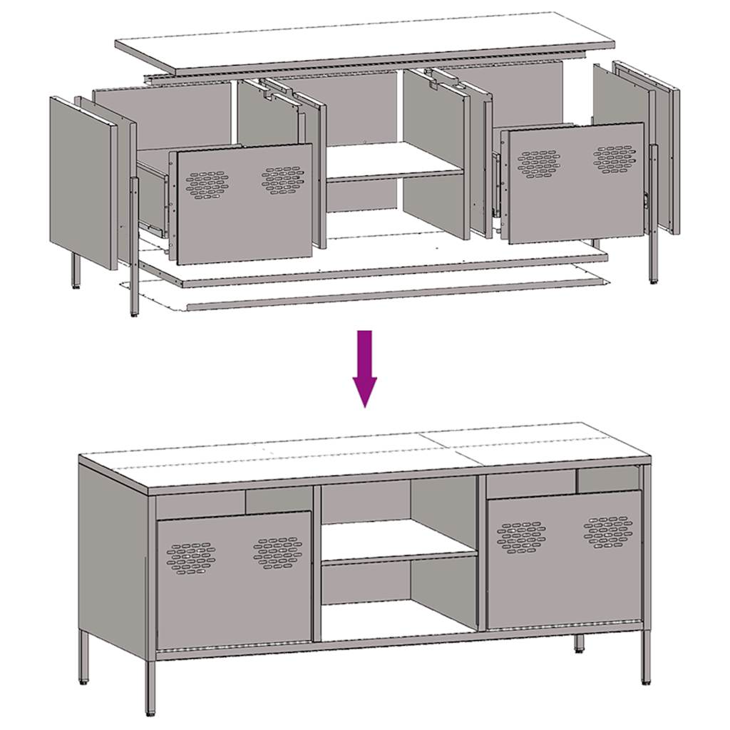 TV Cabinet Pink 101,5x39x43,5 cm Cold-rolled Steel