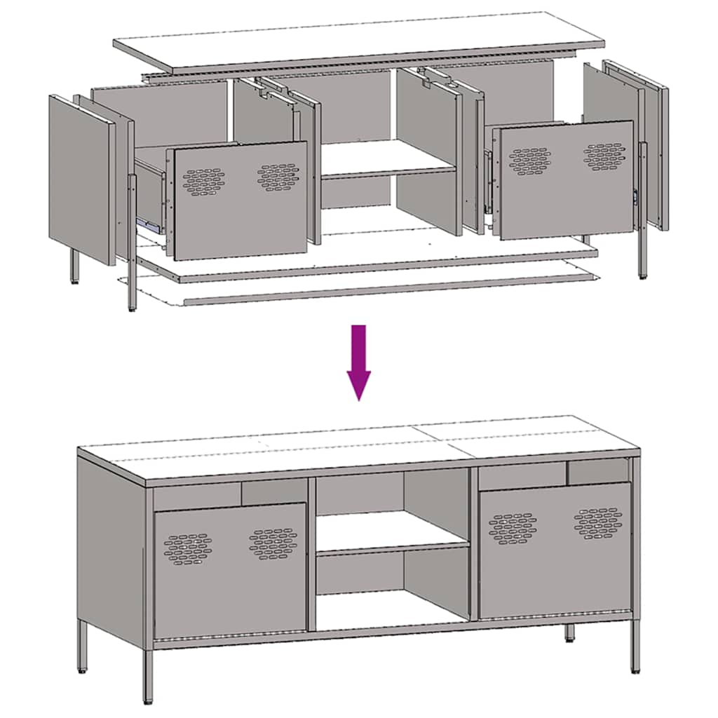 TV Cabinet White 101,5x39x43,5 cm Cold-rolled Steel