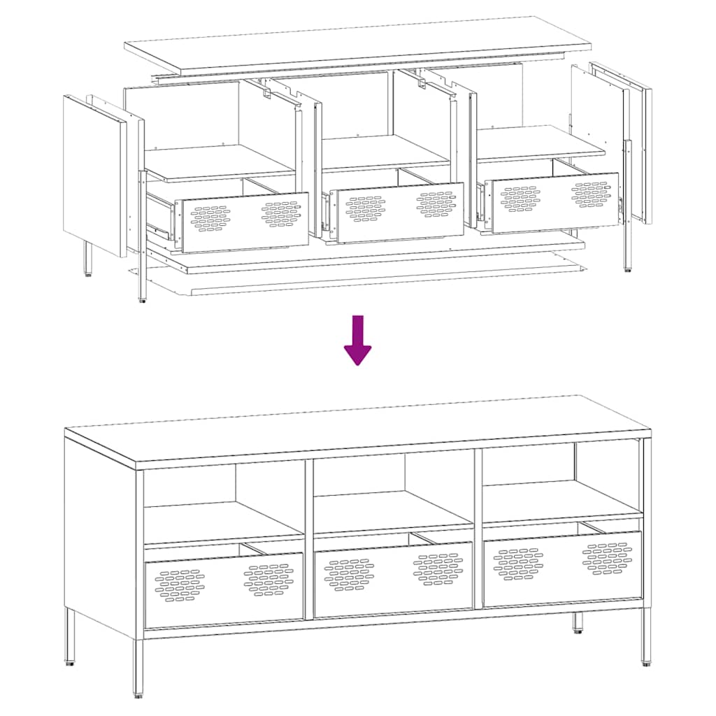 TV Cabinet Black 101,5x39x43,5 cm Cold-rolled Steel