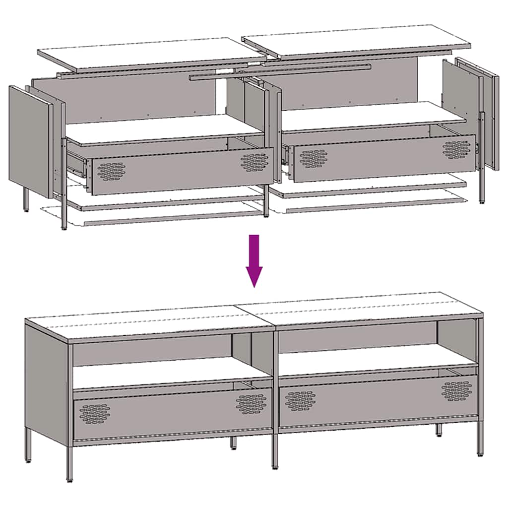 TV Cabinet Pink 135x39x43,5 cm Cold-rolled Steel
