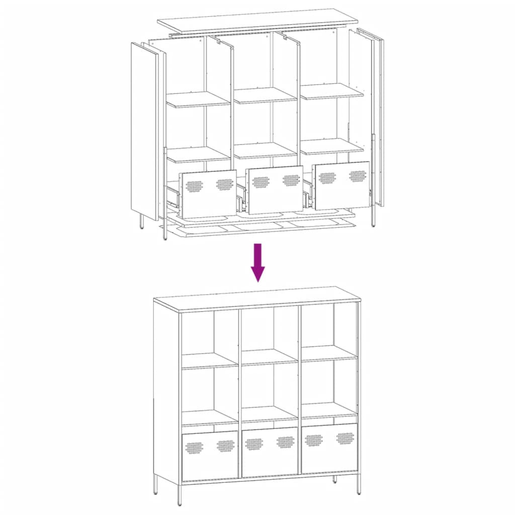 Highboard Anthracite 101.5x39x103.5 cm Steel