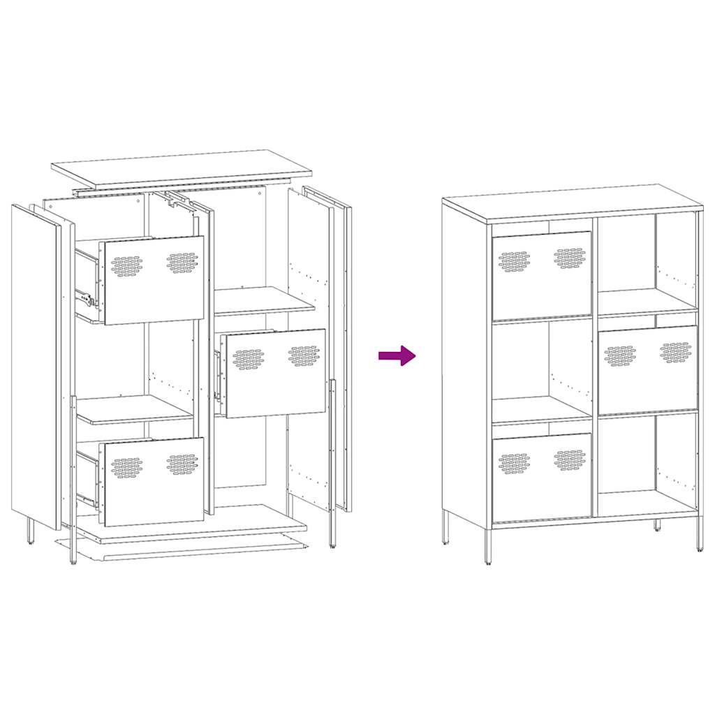 Highboard Anthracite 68x39x103,5 cm Steel