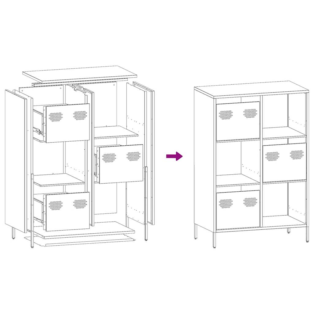 Highboard White 68x39x103,5 cm Steel