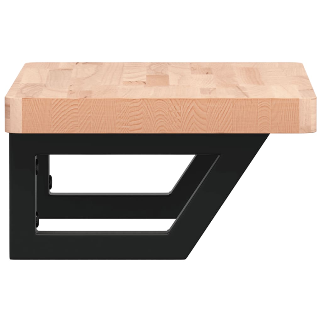 Basin Shelf Wall Mounted Steel and Solid Wood Beech