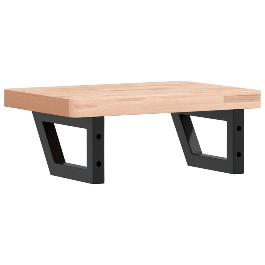 Basin Shelf Wall Mounted Steel and Solid Wood Beech