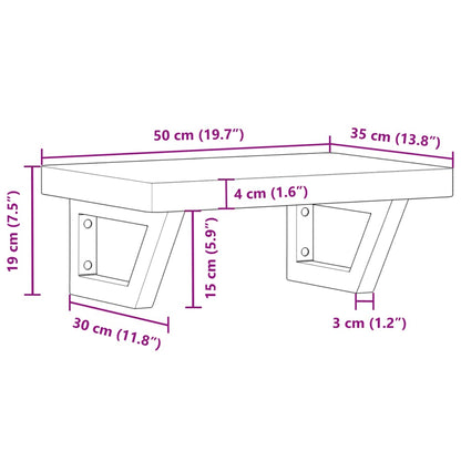 Basin Shelf Wall Mounted Steel and Solid Wood Beech