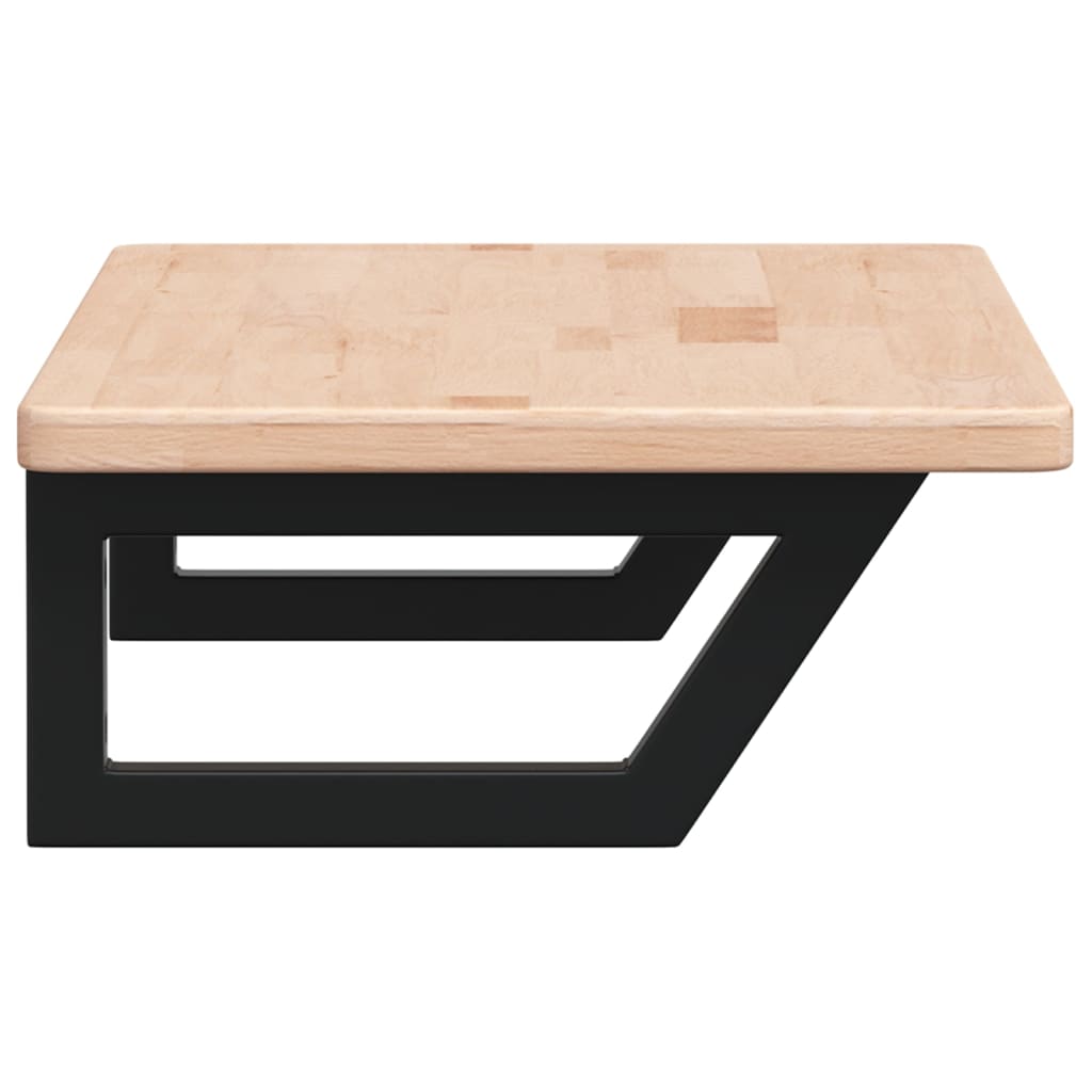 Basin Shelf Wall Mounted Steel and Solid Wood Oak