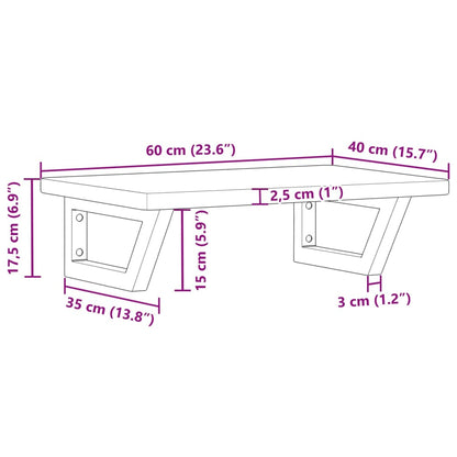 Basin Shelf Wall Mounted Steel and Solid Wood Oak