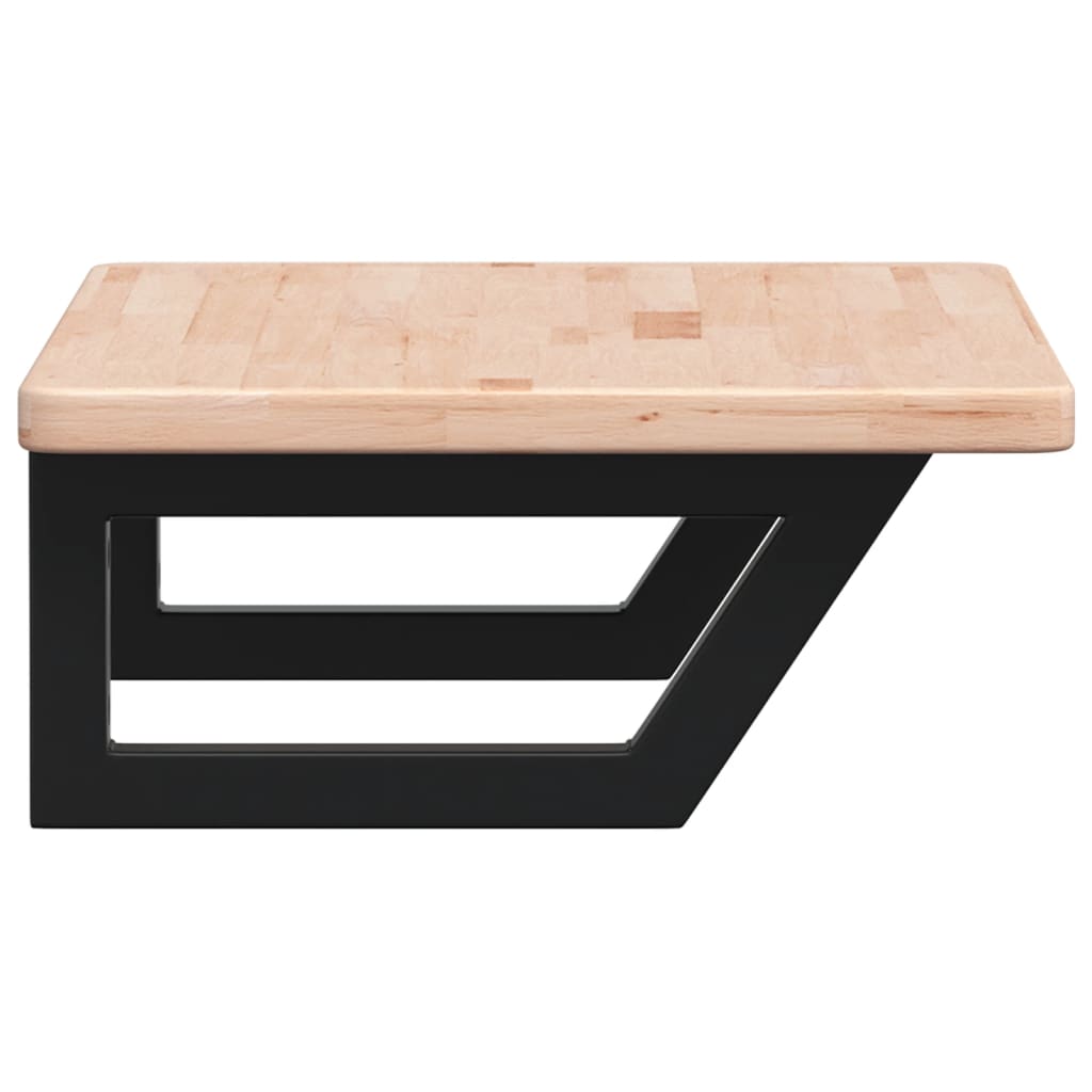 Basin Shelf Wall Mounted Steel and Solid Wood Oak