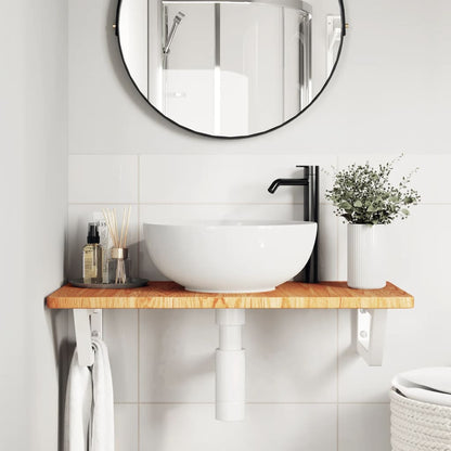 Basin Shelf Wall Mounted Steel and Solid Wood Oak