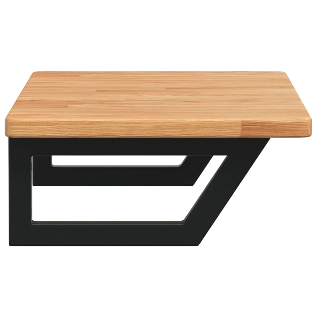 Basin Shelf Wall Mounted Steel and Solid Wood Oak