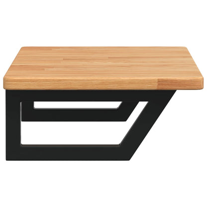 Basin Shelf Wall Mounted Steel and Solid Wood Oak