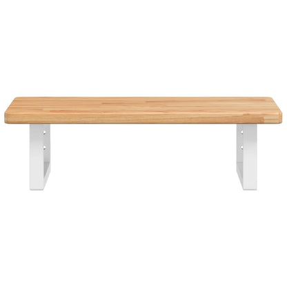 Basin Shelf Wall Mounted Steel and Solid Wood Oak