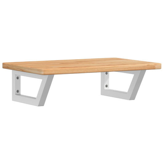 Basin Shelf Wall Mounted Steel and Solid Wood Oak